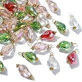 KitBeads 100pcs Random Glass Water Drop Charms - Colorful Faceted Bead Dangle for Jewelry Making - Handmade Teardrop Crystal Bulk