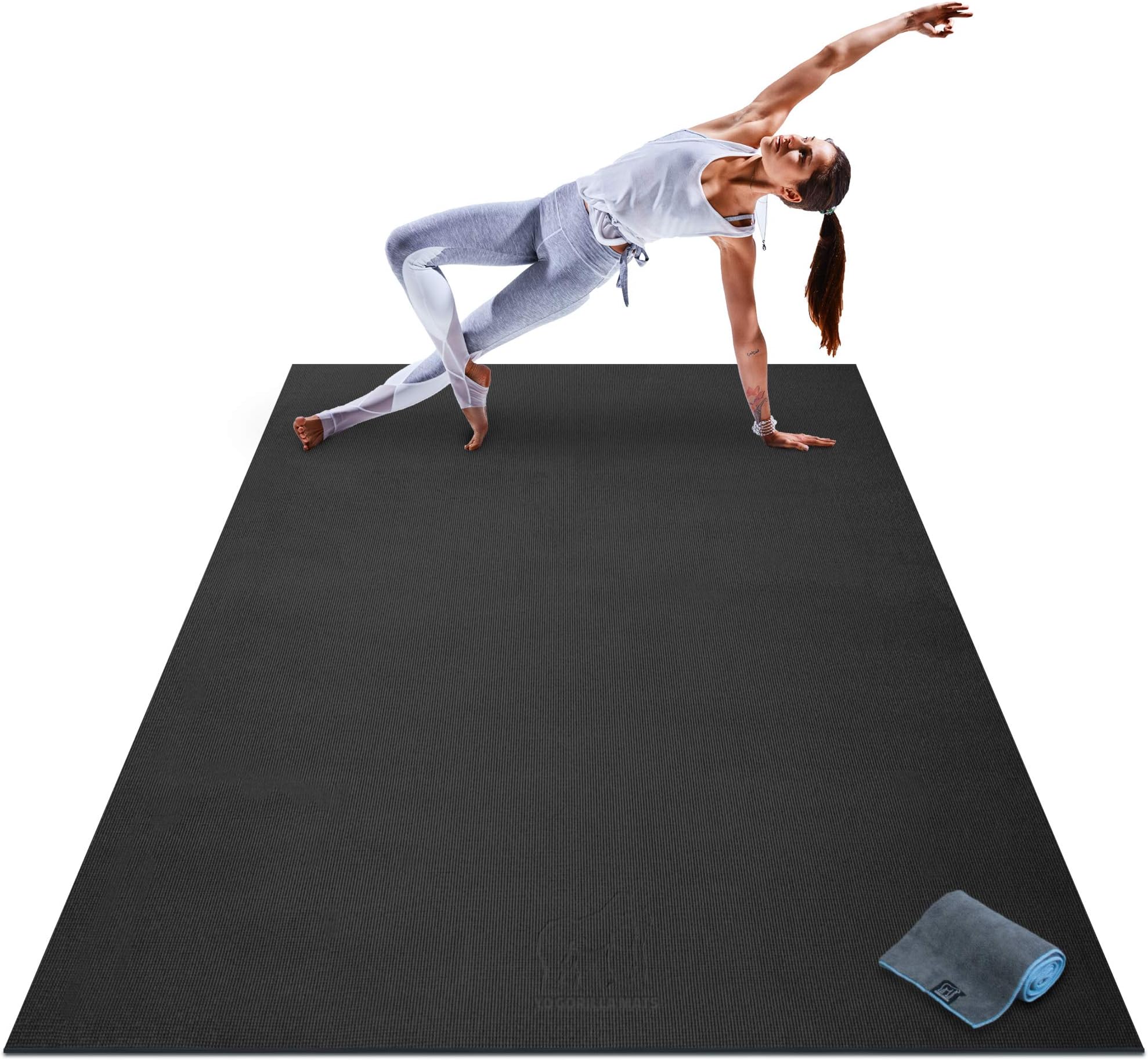 Premium Large Yoga Mat - 7' x 5' x 8mm Extra Thick, Ultra Comfortable, Non-Toxic, Non-Slip, Barefoot Exercise Mat - Yoga, Stretching, Cardio Workout Mats for Home Gym Flooring (84" Long x 60" Wide)