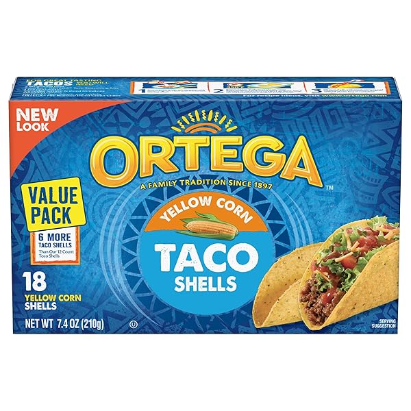 ORTEGA TACO SHELLS, YELLOW CORN, 18 COUNT