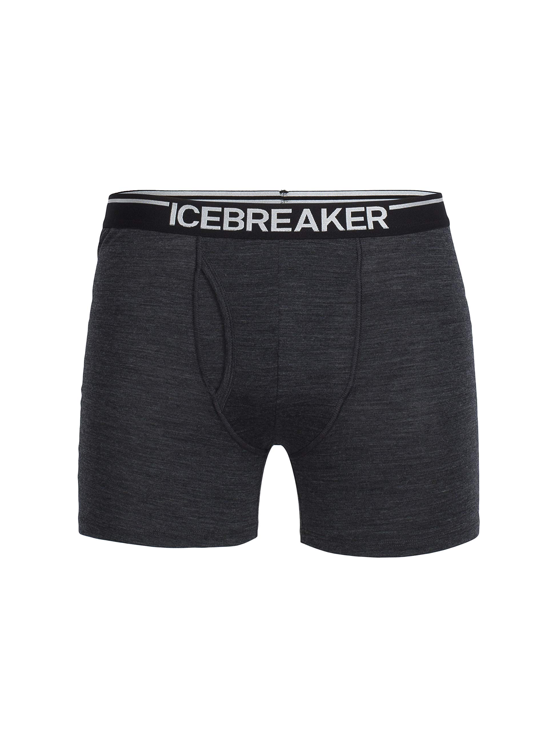 Icebreaker Merino Men's Anatomica Boxers with Fly , Jet Hthr/Black