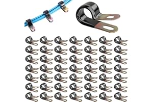 1/2 Inch Galvanized Steel Cable Clamps 50 Pcs Vinyl Coated Wire Clamps for Cables with Rubber Cushioned Tubing Mounting Clips