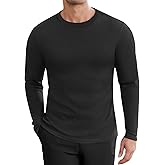 Ekouaer Men's Long Sleeve Shirts Honeycomb Waffle Pullover Sweater Crewneck Thermal Tops Lightweight Undershirts