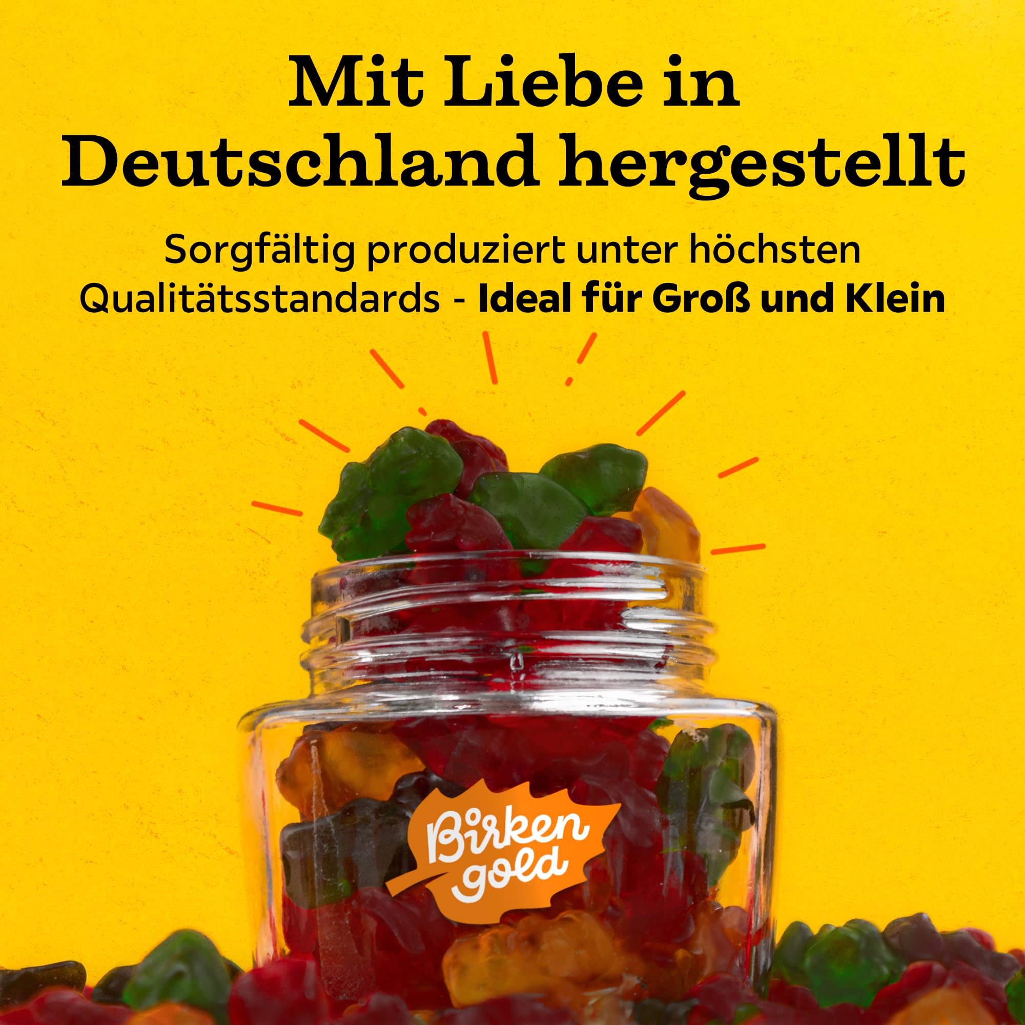 Birkengold zuckerfreie Gummibärchen | 10x50g | vegan | ohne Gelatine | mit Maltit & Xylit gesüßt | Weingummi zuckerfrei | natürliche Inhaltsstoffe | zuckerfreie Süßigkeit ideal für Kinder 6