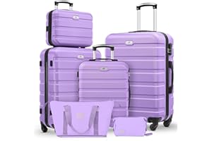 Suitour Luggage Sets 6 Piece, 20-inch Carry-on and 24 28 inch Checked Suitcase Set with Cosmetic Case and Expandable Travel D
