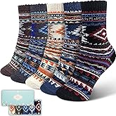 ICEIVY Socks Women, Soft Knit Wool Winter Thick Warm Cabin Fuzzy Crew Women Socks 5 Pack