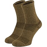 281Z Military Cotton Micro Crew Boot Socks - Cushioned Sole - Moisture Wicking - Hiking Outdoor (Coyote Brown)