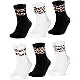 Occulto women leopard print crew socks pack of 6 (model: Nala)
