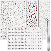Teenitor 1053Pcs Face Gem Hair Jewelry Pearls Stickers for Makeup Festival | Self-Adhesive Face Gems Stick On, Face Jewels Rhinestones Halloween Rave Accessories for Face, Eye, Body Makeup 3/4/5/6 mm