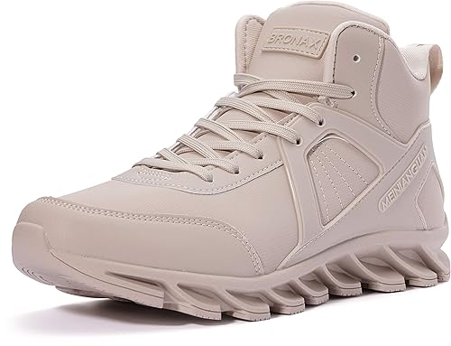 BRONAX All White Basketball Shoes for Mens with Ankle Support