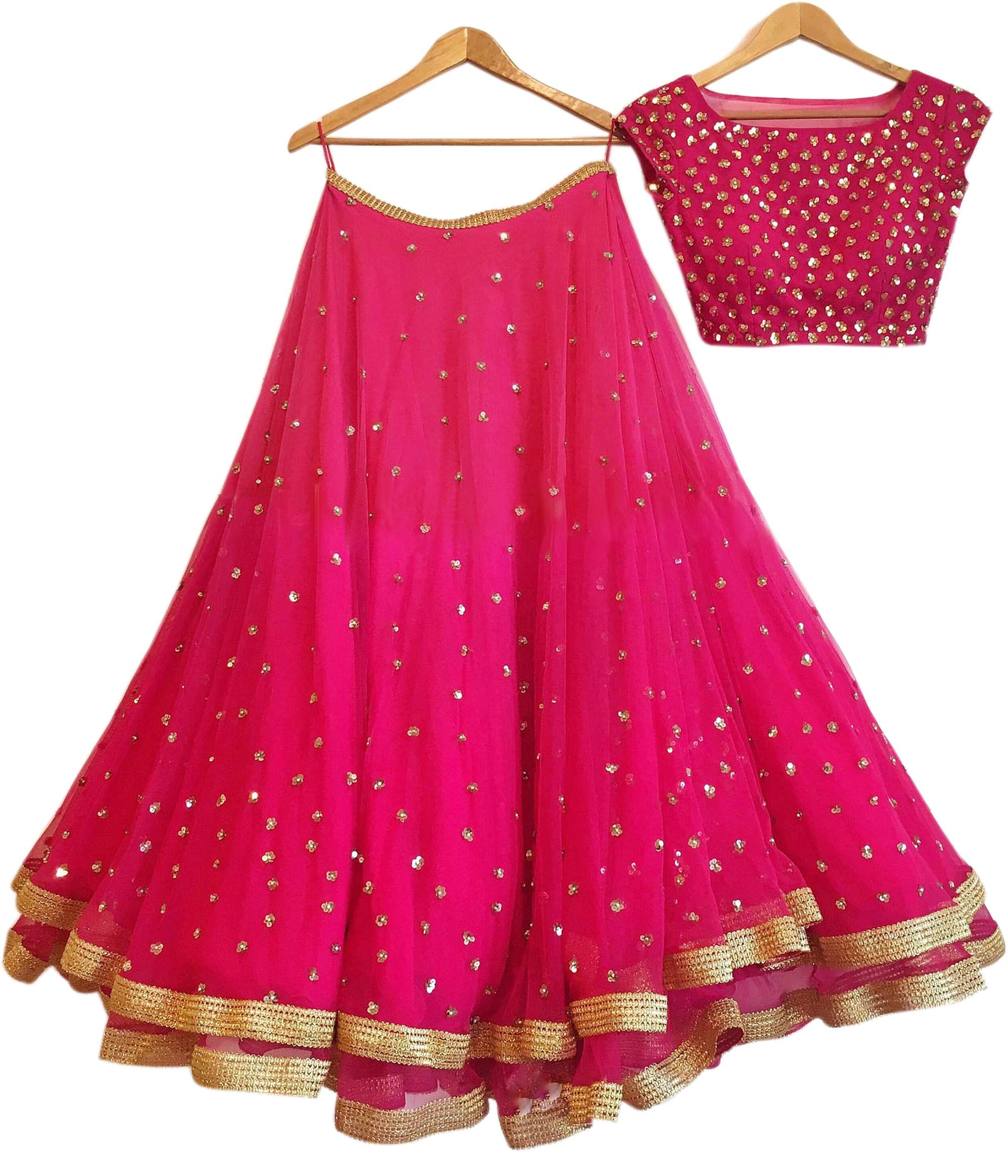 Ultimate Ecommerce Women's New Pink Georgette Semi Stitched Lehenga Choli 2019