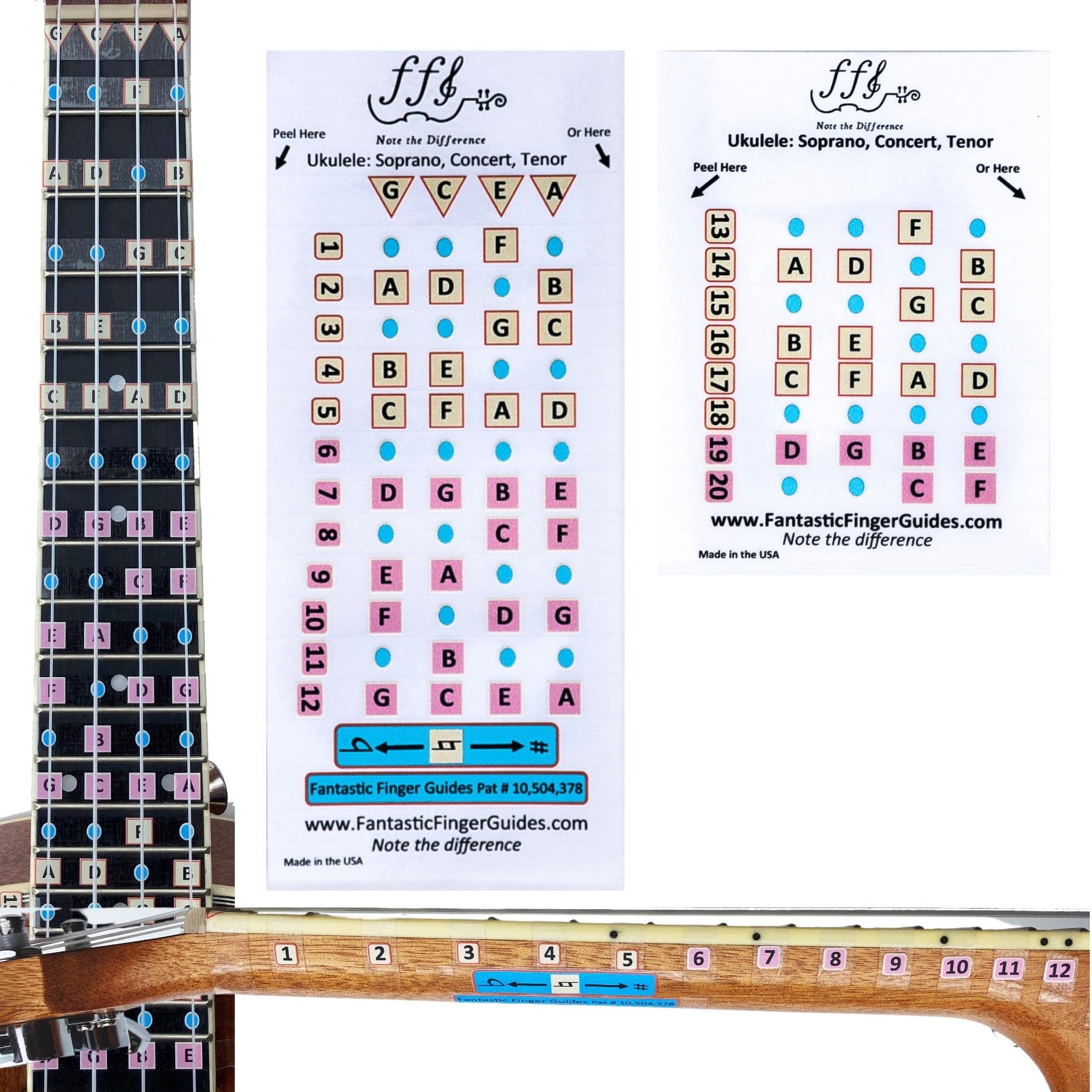 Fantastic Finger Guide for Soprano Ukulele | Concert to Tenor | Fretboard Stickers | Learn to Play