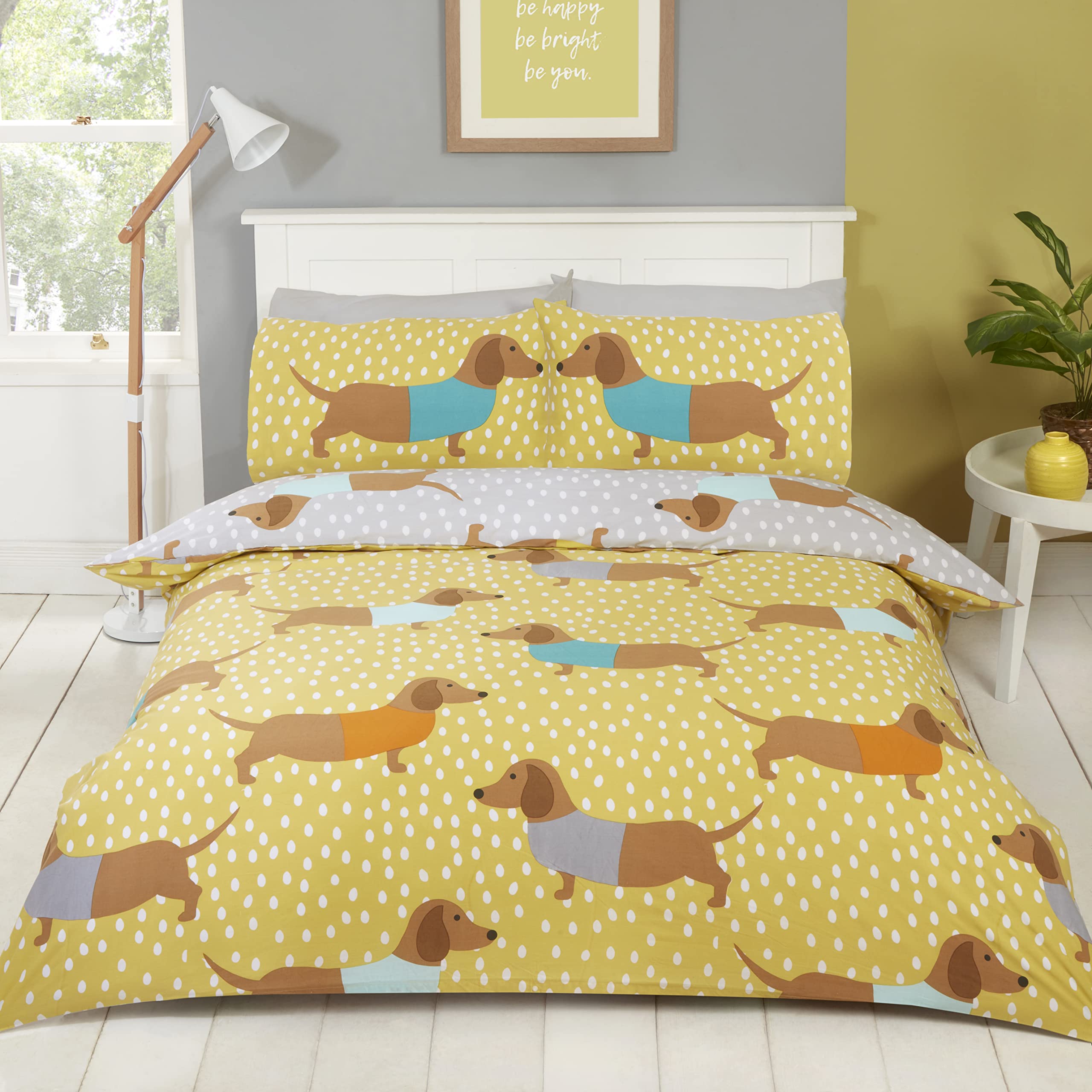 Rapport Home Dolly Dachshund Sausage Dog Kingsize Duvet Cover Set