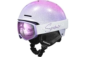 Odoland Kids Ski Helmet, Snow Helmet with Ski Goggles Set for Boys and Girls, Shockproof, Windproof, Safety Snowboard Sports Helmets and Protective Goggles for Children Age 6-14