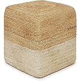REDEARTH · Cube Pouf Ottoman - Braided Pouffe Accent Sitting Square Footrest for Living Room, Bedroom, Nursery, kidsroom, Pat