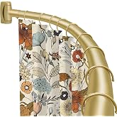 YNL Curved Shower Curtain Rod 35-82In(2.9-6.8Ft), Gold Round Rustproof Shower Rod for Bathroom Bathtub, Adjustable Arched Shower Curtain Rod, Never Rust|Extra Space|Non-Slip|Expandable|Need to Drill