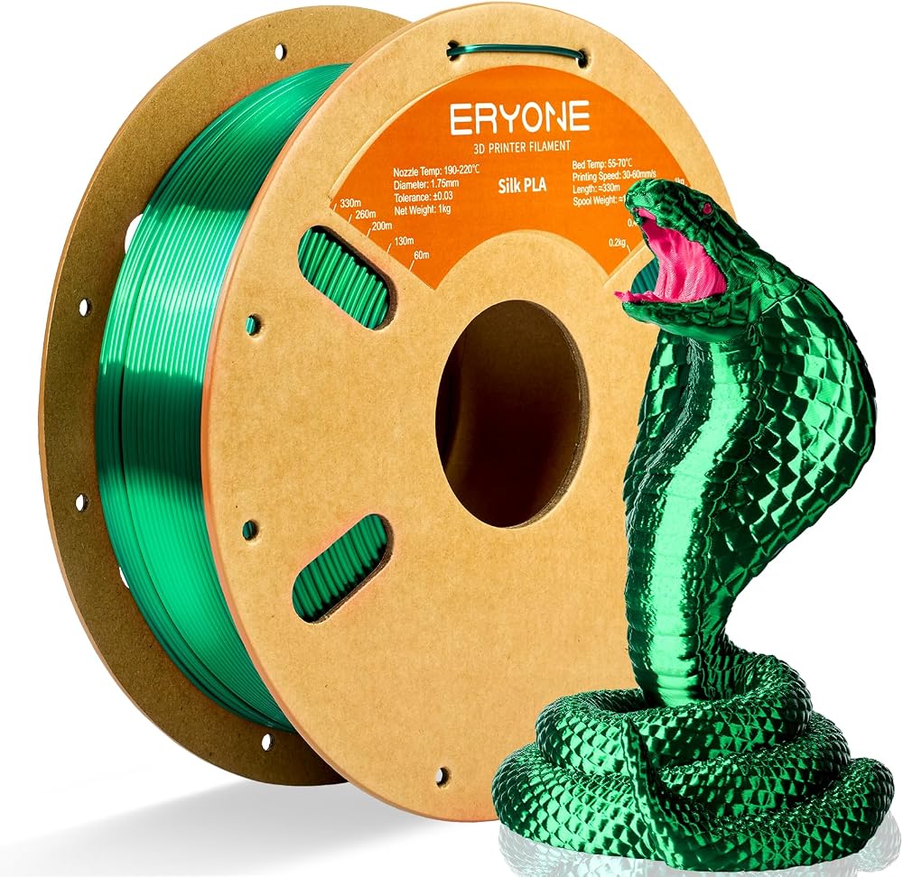 ERYONE Silk PLA Filament 1.75mm 1KG Silk Green 0.03mm Tolerance