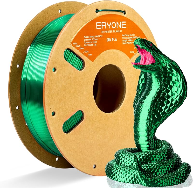 ERYONE Silk PLA Filament 1.75mm 1KG Silk Green 0.03mm Tolerance