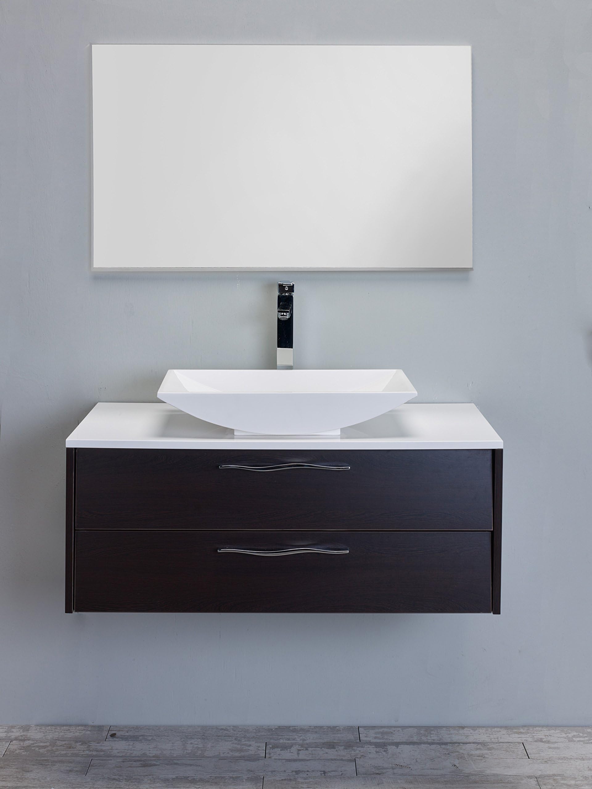 Eviva Zenvi 39" Wenge (Dark Brown) Modern Bathroom Vanity Set with Overmount White Acrylic Sink