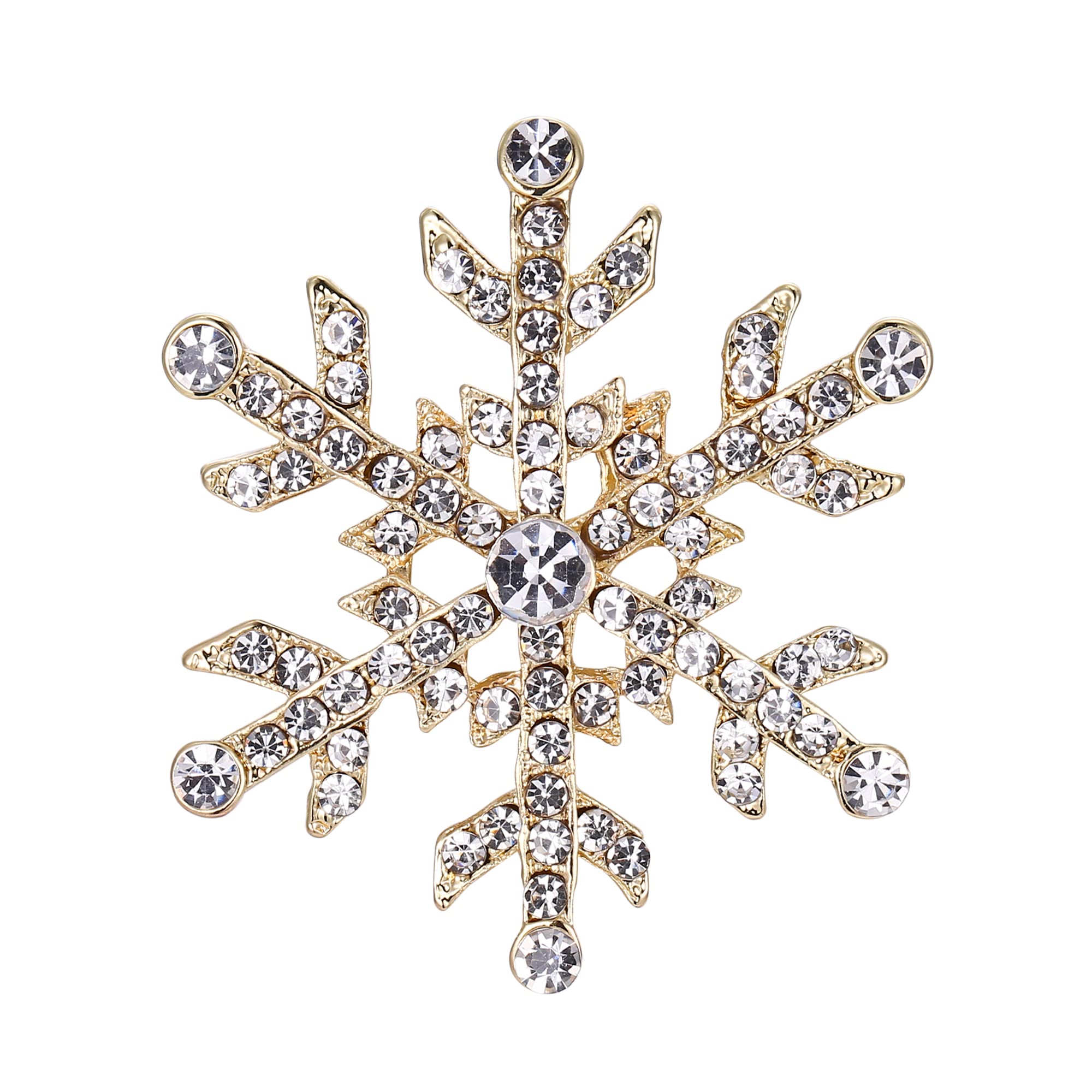 Ever Faith Women's Austrian Crystal Elegant Winter Snowflake Flower Brooch Clear Gold-Tone