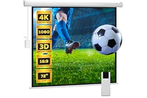 Pyle 72" Portable Motorized Matte White Projector Screen - Automatic Projection Display with Wall/Ceiling Mount, Remote and Case - for Home Movie Theater, Slide/Video Showing - PRJELMT76