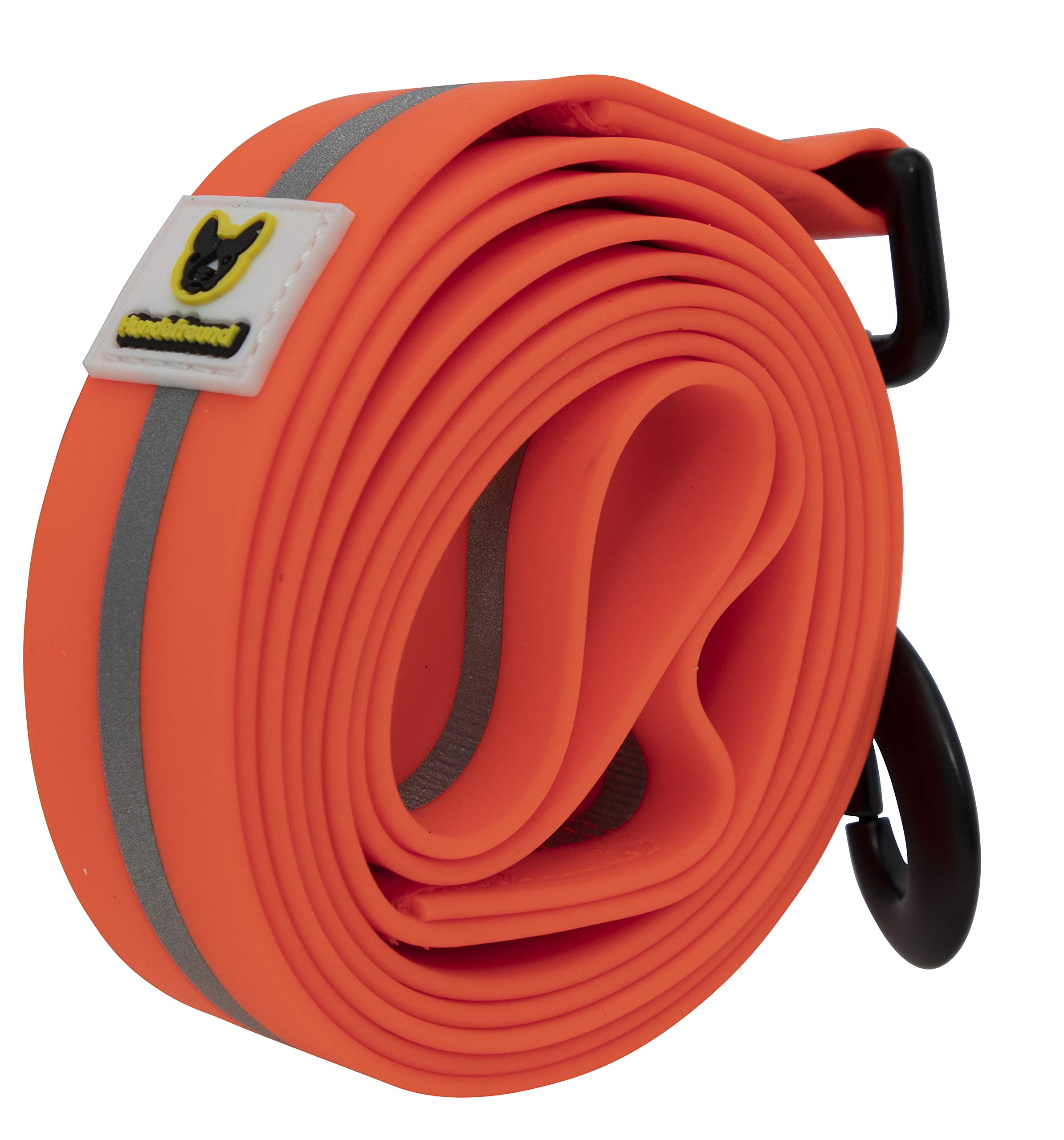 Hundefreund Soft Dog Lead 150 cm – Safe Lead for All Dogs Neon Bright (Orange) – Bite-Proof Tear-Resistant Comfortable Easy Care Reflective