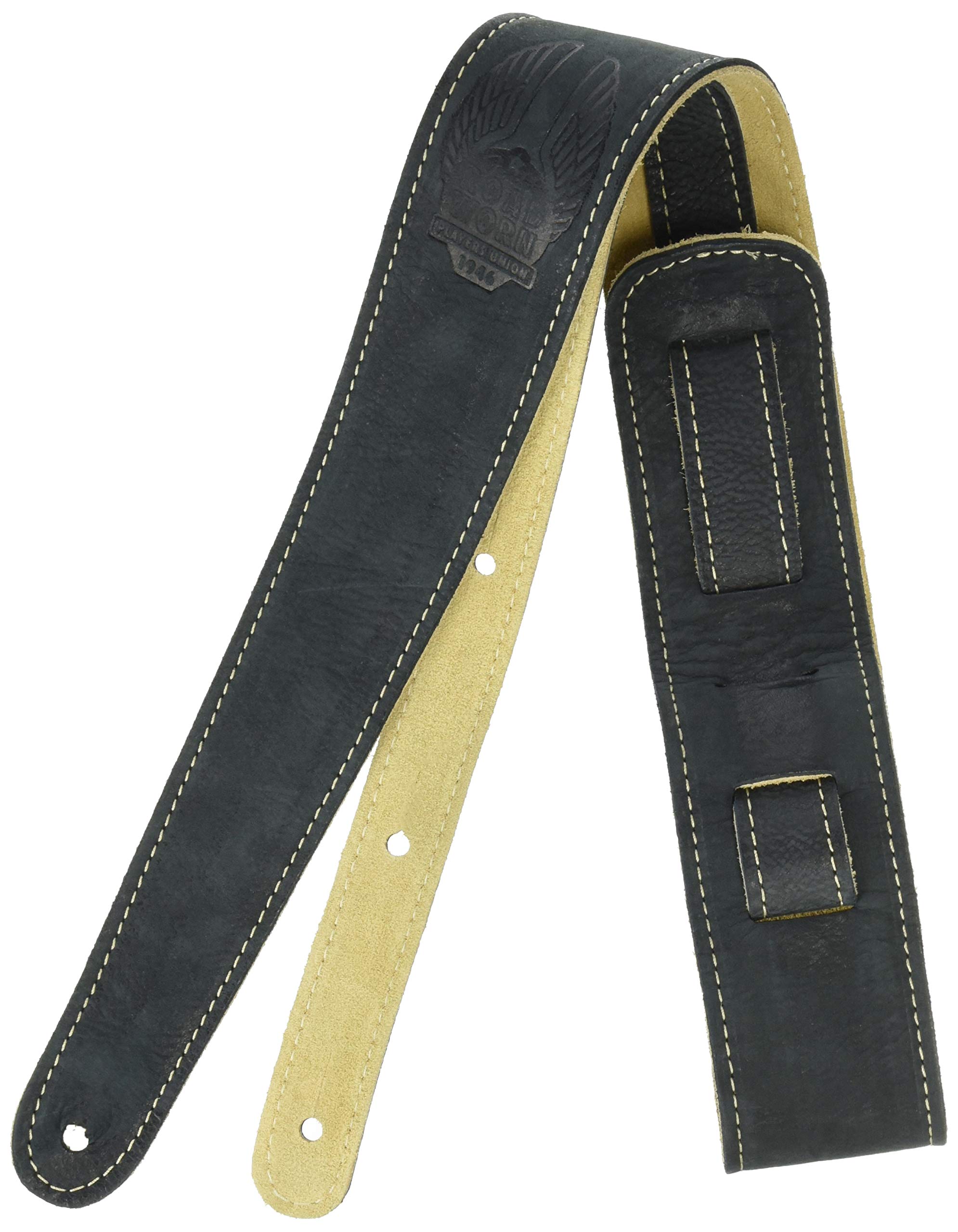 Fender Road Worn Distressed Leather Guitar Strap - (Black/Brown) Black
