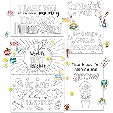 Gooji 4x6 Kids Teacher Appreciation Cards Teacher Thank You Cards with Stickers for Coloring and Fun DIY Project School Classroom Gift Elementary Kindergarten Preschool 10 Pack, from Student
