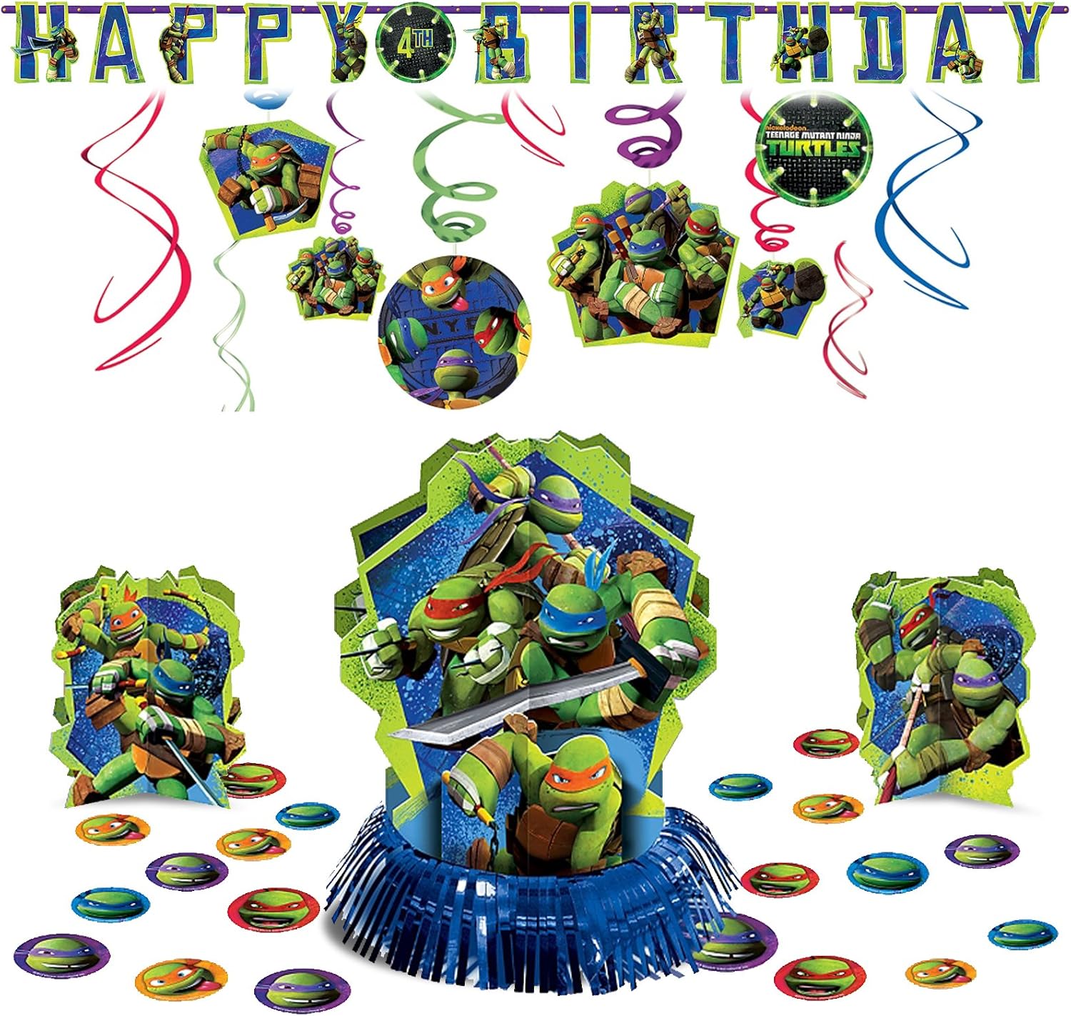 amscan TMNT Teenage Mutant Ninja Turtles Hanging Birthday Party Pack Decoration Kit