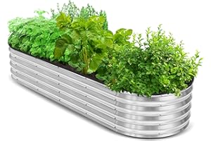 Utopia Home Galvanized Raised Garden Bed, 6 by 2 by 1 feet Lightweight Planter Boxes Outdoor with Easy Assembly, Large Garden Bed for Vegetables, Fruits, Flowers, Silver