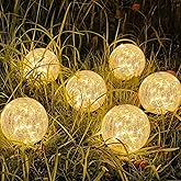 SyouHome Solar Garden Lights Outdoor Waterproof, 6 Pack LEDs Cracked Glass Ball Light, Ground Landscape Garden Decor, Solar Globe Decorative for Pathway/Patio/Lawn/Yard, 3.9"