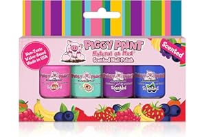 Piggy Paint | 100% Non-Toxic Girls Nail Polish | Safe, Cruelty-free, Vegan, & Scented for Kids | Scented Fruit Fairy (4 Pack Kit)