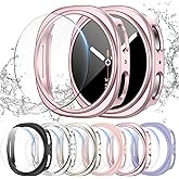 Landhoo [6+6Pack for Samsung Galaxy Watch 8 40mm Screen Protector Case, Hard PC Bumper + HD Anti-Fog Tempered Glass Protectiv