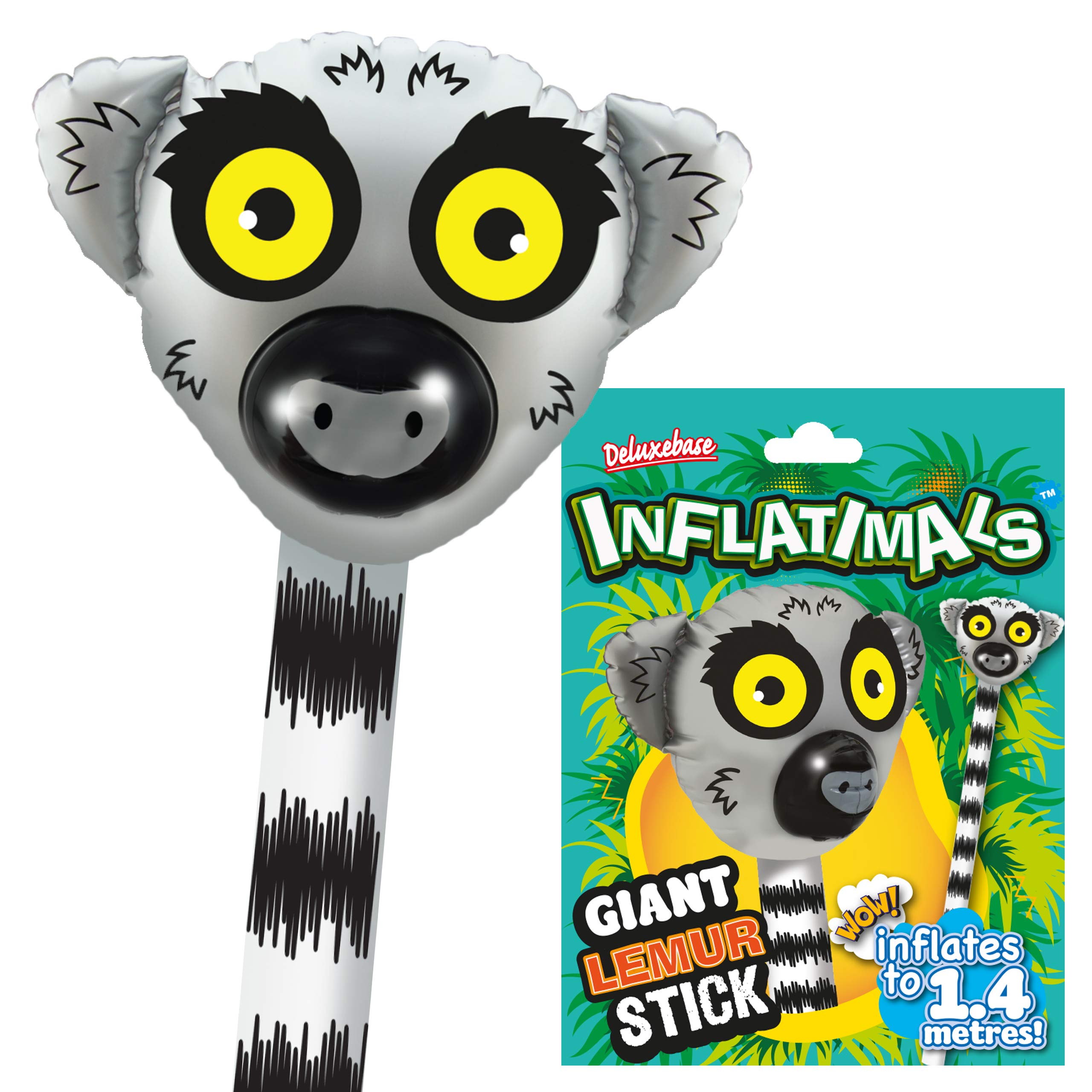 Inflatimals - Lemur from Deluxebase, Large Inflatable Animal Toy Balloon Stick, Jungle Birthday Decoration & Festival Balloons, Kids Party Supplies and Accessories, Fun Novelty Gifts.