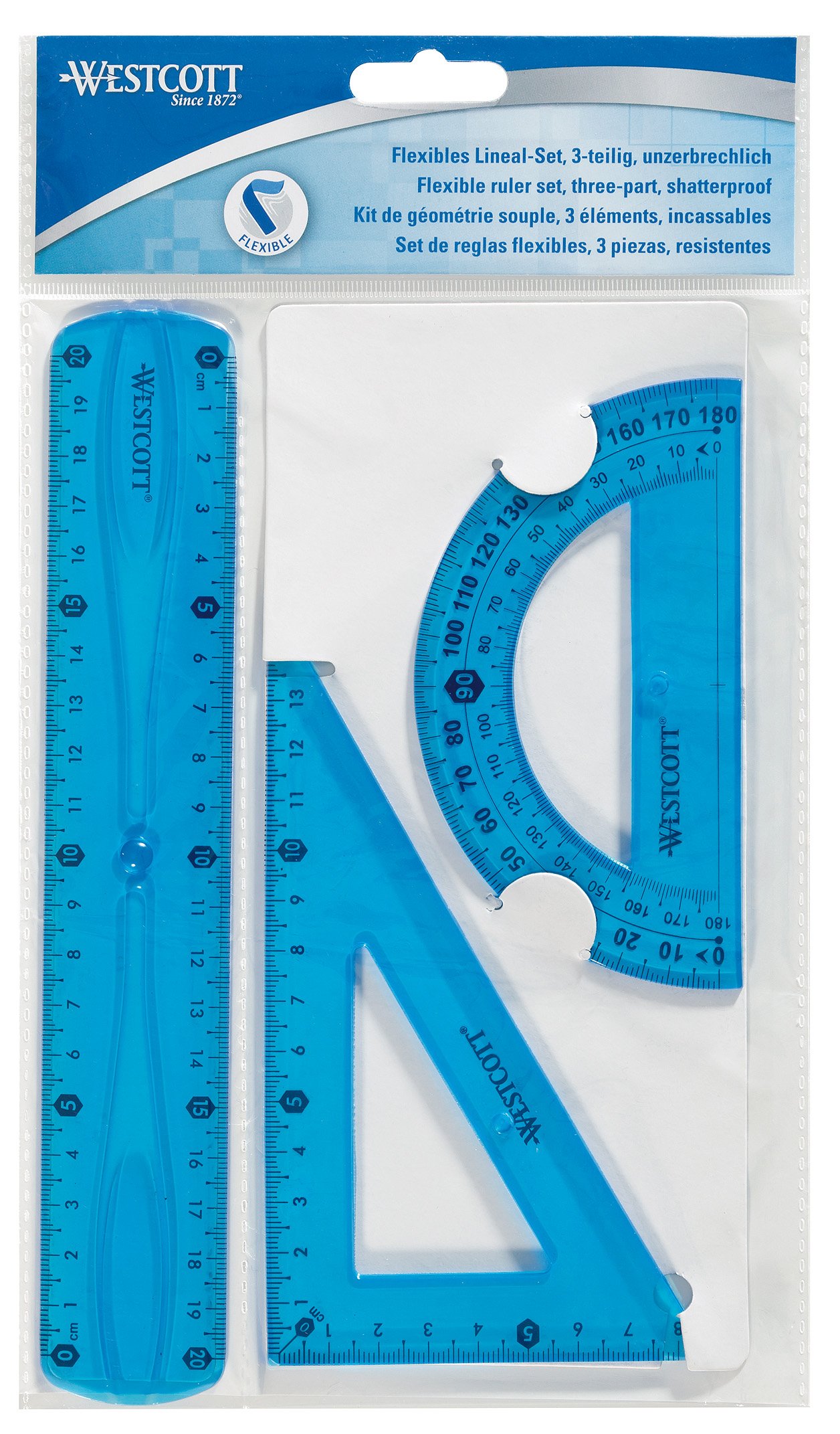 Westcott 10301 00 Flexible Ruler Set – Plastic – Assorted Colours