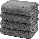 SEMAXE Gray Hand Towels for Bathroom, 4-Pack Cotton Towels with Hanging Loop, Quick-Drying, Easy Care