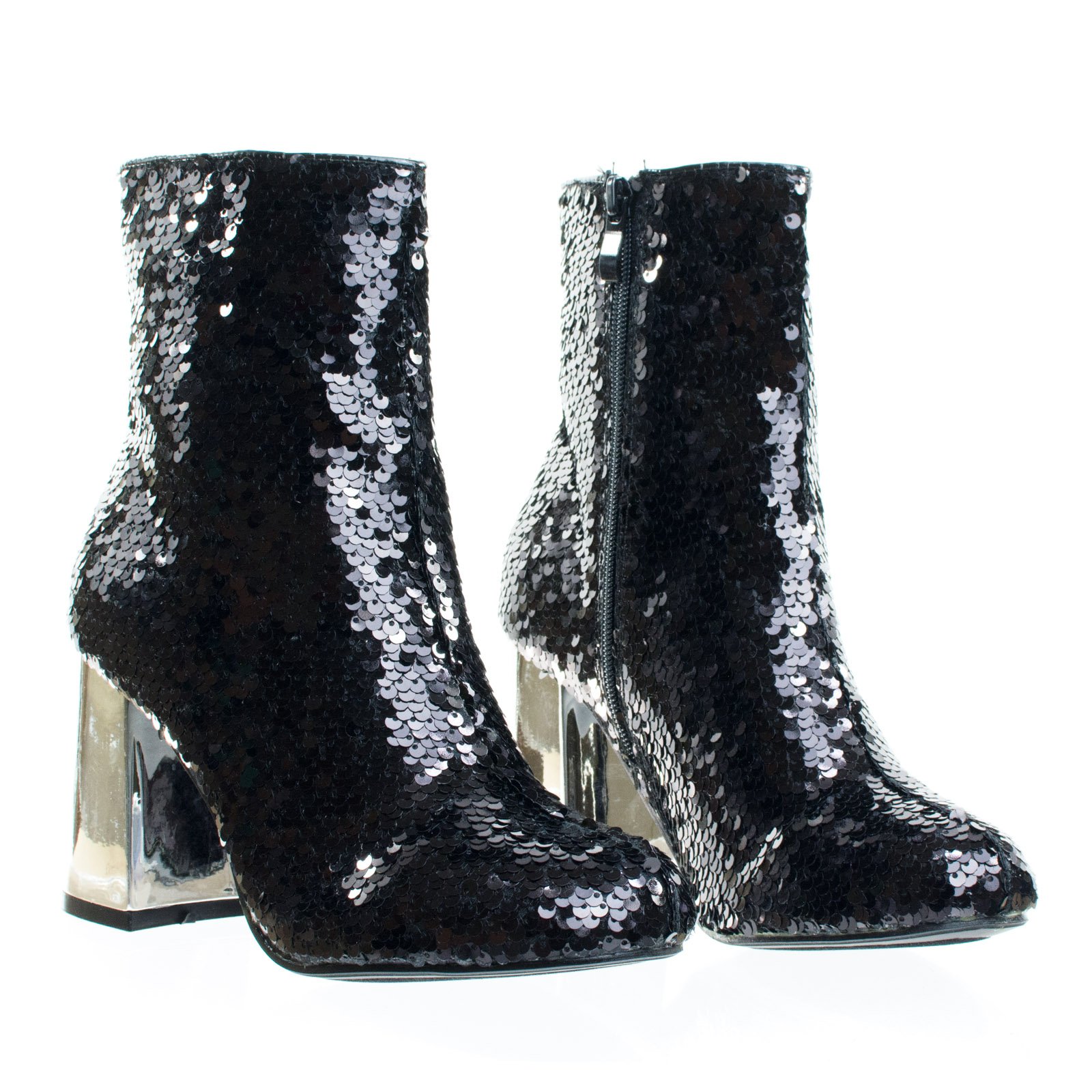 Forever Link Block Heel Sequins Ankle Bootie, Women's Metallic Party Shoes - Image 4