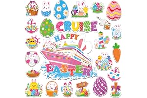 25PCS Easter Cruise Door Magnets Decorations, Waterproof Easter Refrigerator Magnets Cute Egg Bunny Chick Magnet Stickers for