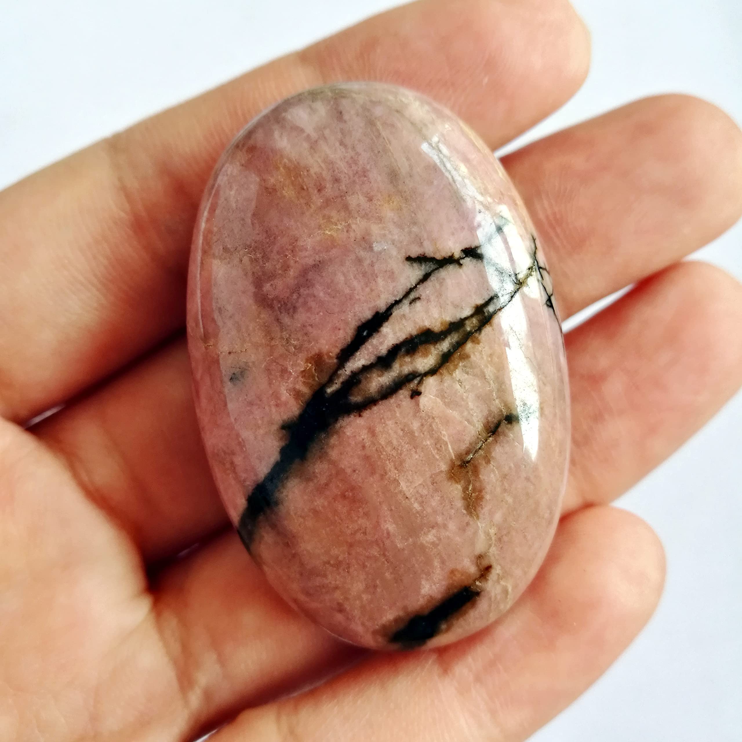 Manekieko Natural Rhodonite Mini Oval Palm Pocket Healing Crystal Massage Spa Energy Stone,Crystals and Healing Stones