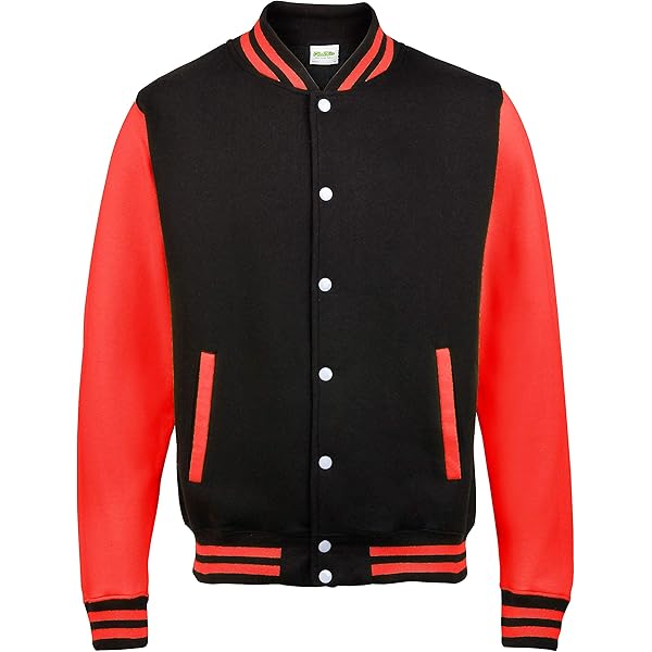 ジャケット・アウター WAREHOUSE LETTERMAN JACKET 2104 AWDis Hoods Varsity Letterman Jacket Jet Black/Sun Yellow XS