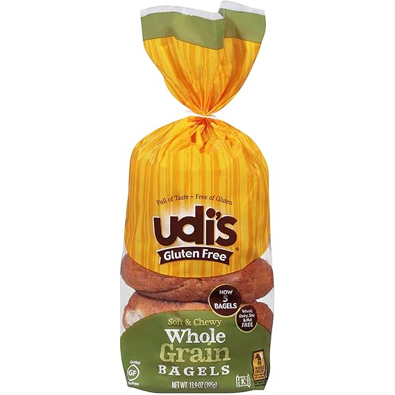 Udi's Gluten Free Whole Grain Bagel, 13.9 oz packages, Pack of 8