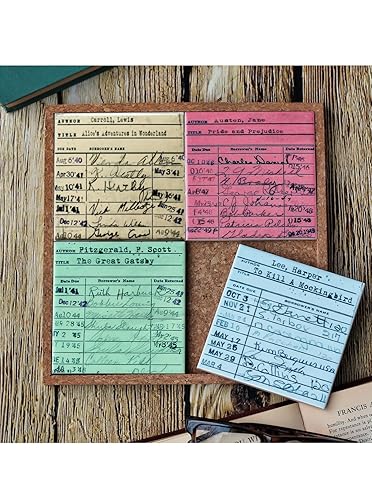 Library Card Coaster and Trivet Set Literary Home Decor Bookworm Gift