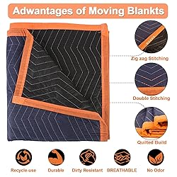 YMTLJHDSY 6 Moving Blankets 72x80in with 3 Elastic