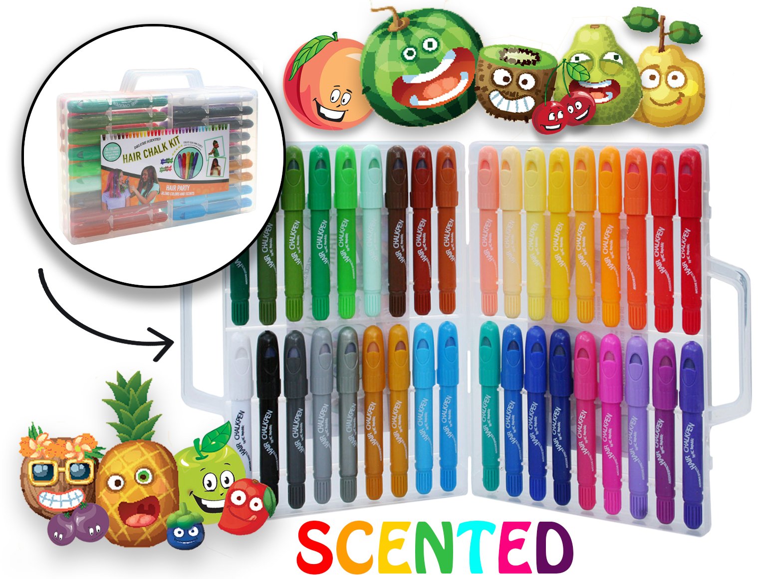 HAIR CHALKS BIRTHDAY GIFT 36 Colorful Hair Chalk Pens. All Scented