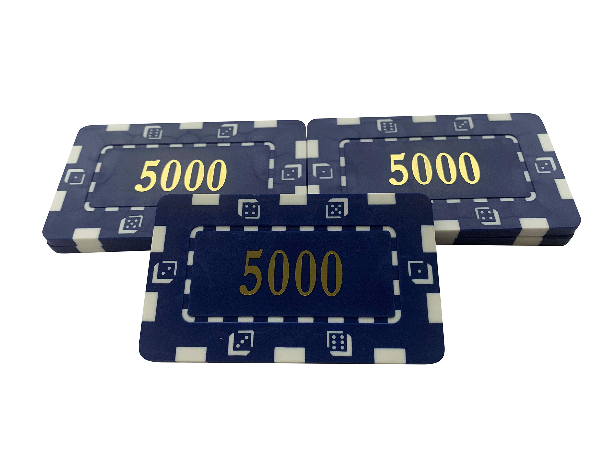 5 x Poker Casino Numbered Plastic Chip Plaques 74 x 44mm 32Grams (5000) — image 1