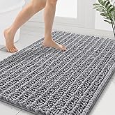 Smiry Bathroom Rugs Mat 40x32, Extra Soft Absorbent Chenille Bath Rugs, Non Slip Rubber Backing Machine Washable Quick Dry Bath Mats for Bathroom Floor, Tub, Shower, Home Decor Accessories, Grey