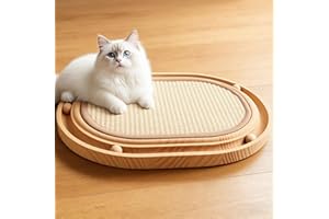 Cat Scratcher, Sisal Cat Scratching Toy with Ball Track Wooden Interactive Cat Toy for Indoor Cats Scratch Pad, Physical Exer