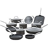 Amazon Brand – Stone & Beam Kitchen Cookware Set, 17-Piece, Pots and Pans, Hard-Anodized Non-Stick Aluminum
