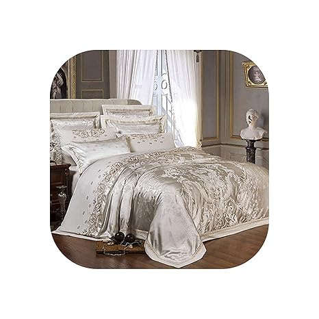 Amazon Com Meiguiyuan Silver Gold Luxury Silk Satin