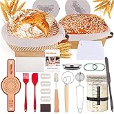 SavEase Sourdough Bread Baking Supplies, Complete Sourdough Starter Kit, 9" Round & 10" Oval Bread Proofing Basket with Sour dough Starter Jar, Bread Making Tools Gifts for Bakers Women Wife Mom