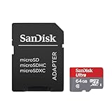 SanDisk Ultra 64GB microSDXC UHS-I Card with Adapter, Grey/Red, Standard Packaging (SDSQUNC-064G-GN6MA)